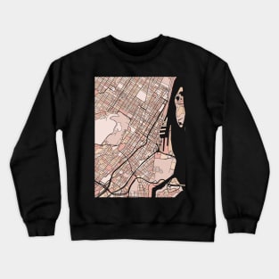 Montreal Map Pattern in Soft Pink Pastels Crewneck Sweatshirt